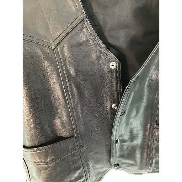 Pro Force Leather Vest Biker motorcycle Men's XL/2X Metalcore heavy metal Black - Picture 9 of 16